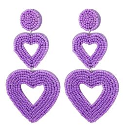 Oorbel Double heart paars